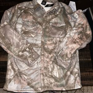 NWT Original Deluxe Supply Camo Sherpa Lined Shacket Jacket Large Button Front
